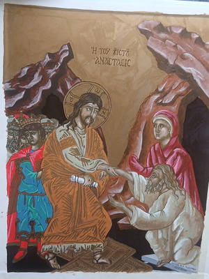 Handmade Resurrection of Christ painting on canvas, new