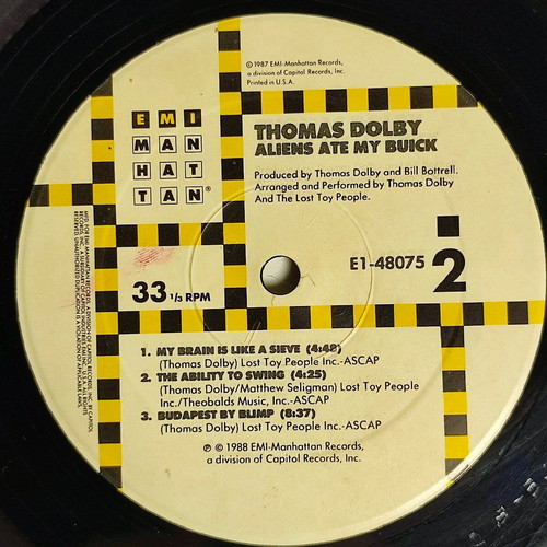 Thomas Dolby Aliens Ate My Buick vinyl used, 1988 album