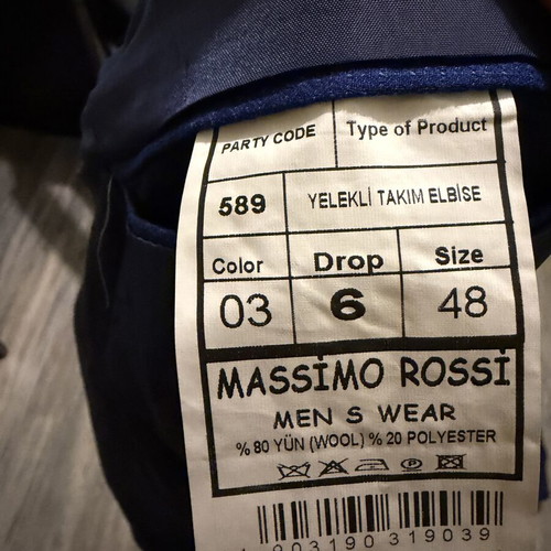 Massimo Rossi men's suit, blue, size 48