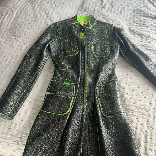 Custo Barcelona vinyl coat size M new, black and green