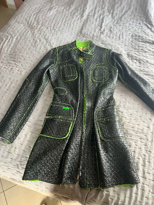 Custo Barcelona vinyl coat size M new, black and green