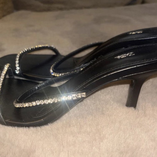 Zara black embellished mules size 39 like new