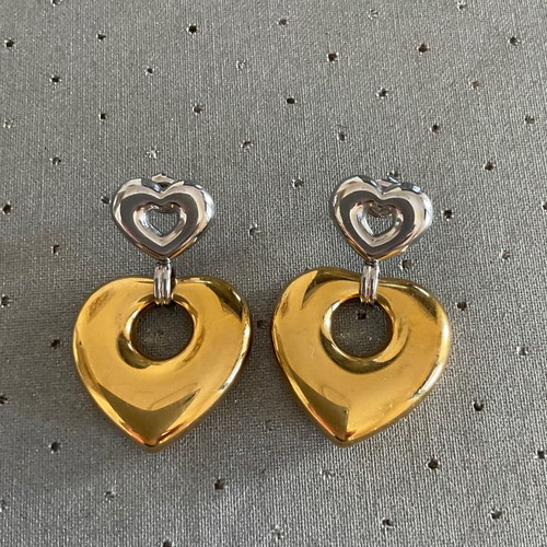 Stainless steel heart earrings in gold and silver