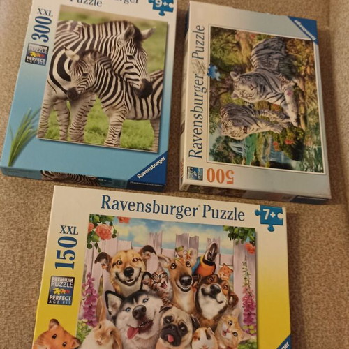 Ravensburger puzzles used, 3 animal-themed kids sets