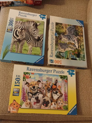 Ravensburger puzzles used, 3 animal-themed kids sets