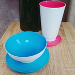 Tupperware set of 2, bowl 275ml and cup with lid, new
