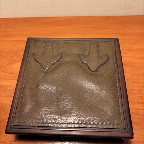 Case for playing cards and chips, wooden and leather made in ITALY