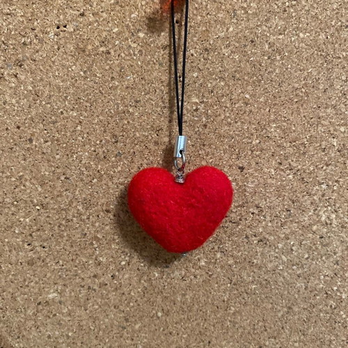 Handmade felt wool keychain red new