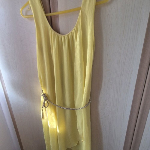 Bsb dress yellow color like new with golden belt