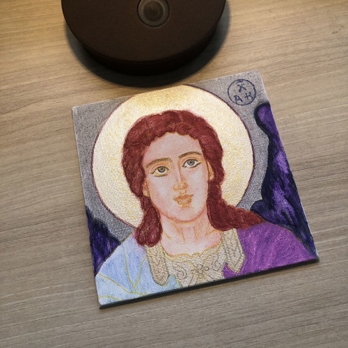 Guardian Angel Handmade Watercolor Painting on Compressed Canvas