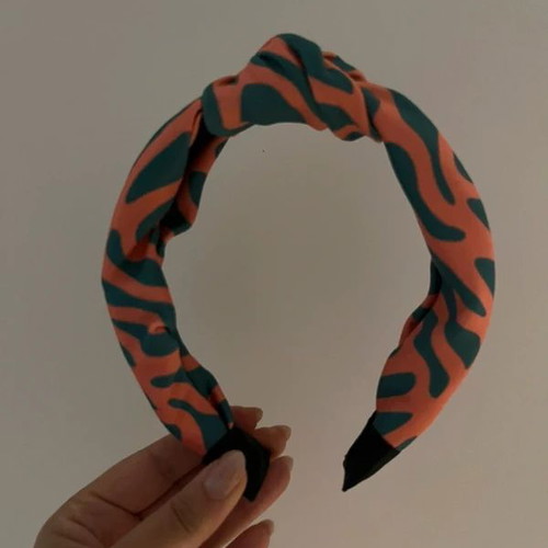 Handmade hairband new, green and orange