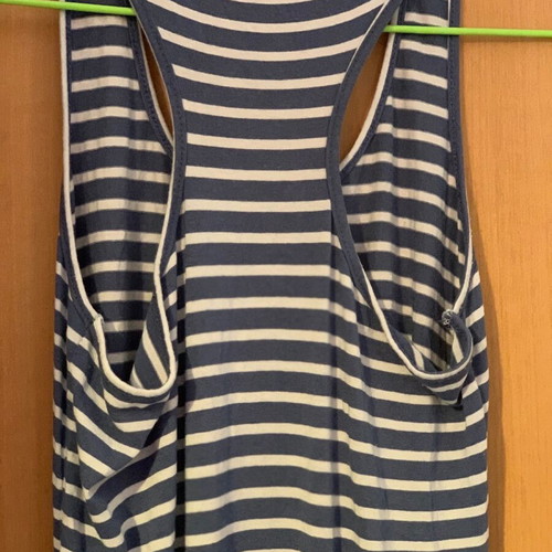 Blouse used white and blue with long back