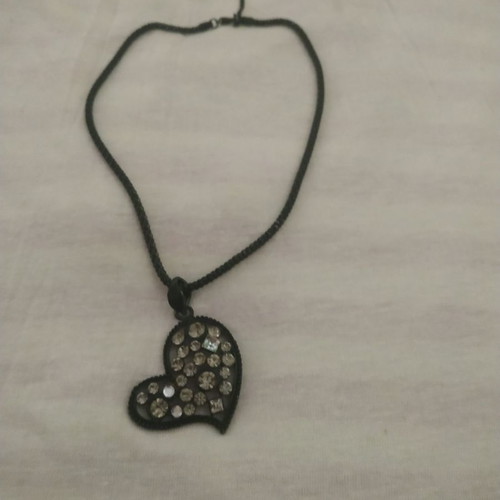 Necklace pendant used, black with chain