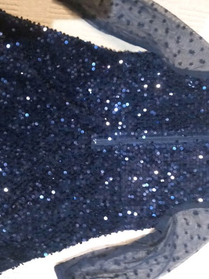Dpam dress blue with sequins and transparent sleeves, like new, size 3 years