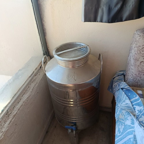 Stainless Steel Oil Container INOX 50L used with Spigot and Rotating Lid