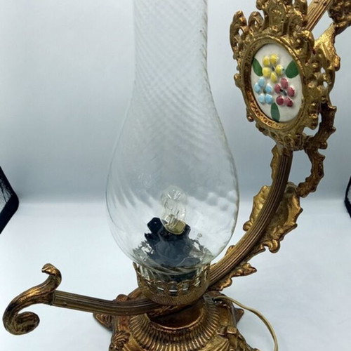 Metal old lamp with glass chimney used