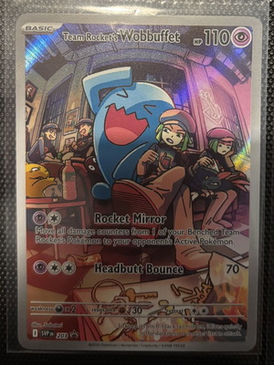 Team Rocket's Wobbuffet Pokemon card 203 Destined Rivals ETB promo