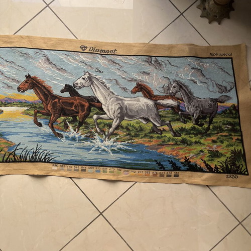 Handmade textile painting like new, dimensions 1.08x0.48 m
