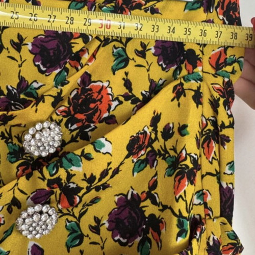 Zara yellow floral mini skirt medium with rhinestones used