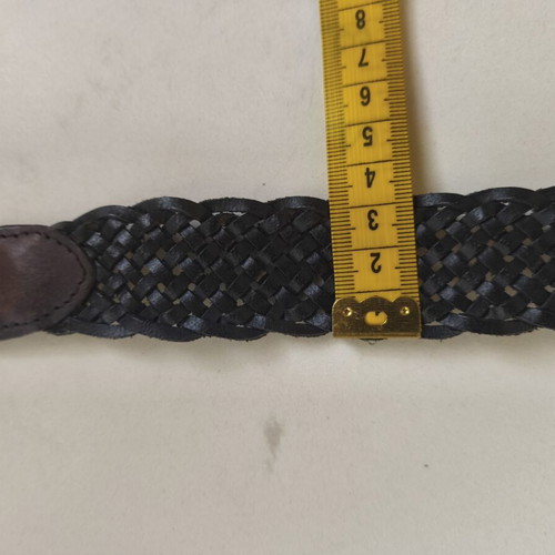 Leather bracelet used, black with brown details, sturdy weave