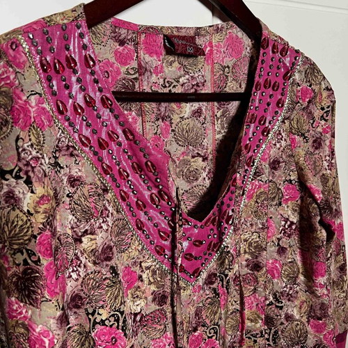 Indian Printed Dress in Pink Tones like new, Medium