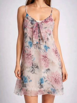 Floral μίνι φόρεμα SARAH μεταχειρισμένο, μέγεθος M, πολύχρωμο