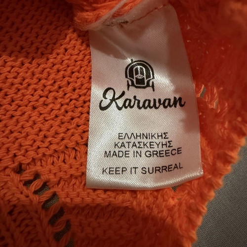 Karavan knitted cop top, green and orange