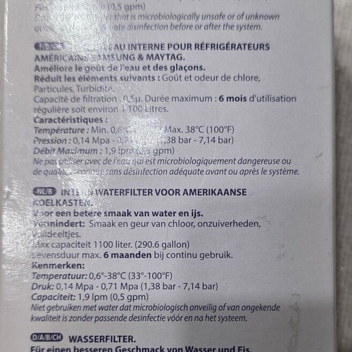 Water filter for Samsung refrigerator new, 4 pieces