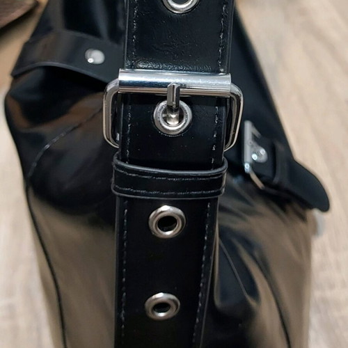 H&M shoulder bag black medium size shiny leatherette like new