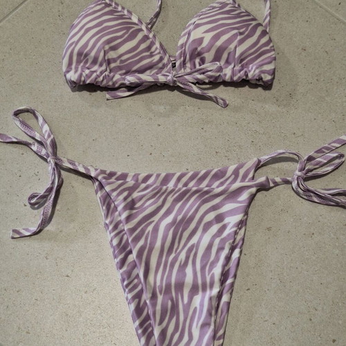 Decoro Lilac Zebra Print Bikini Set new, size S/M