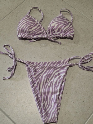 Decoro Lilac Zebra Print Bikini Set new, size S/M