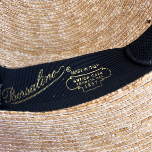 Borsalino Straw Boater Hat New, Handmade Italy Riviera Style