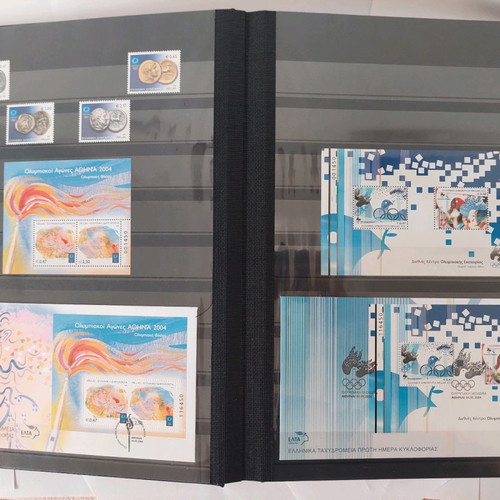 Leuchtturm stamp album with unused 2004 Olympic Games stamps used