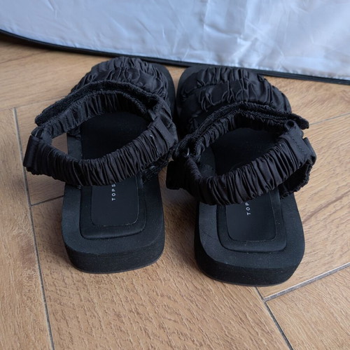 Top Shop sandals size 37 new, black, textile straps, flat sole