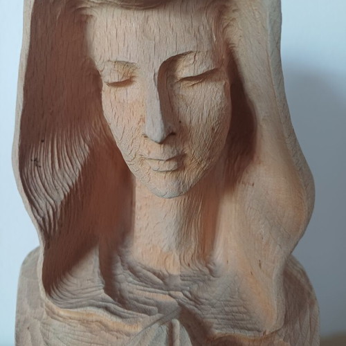 Handmade Woodcarving Virgin Mary Like New