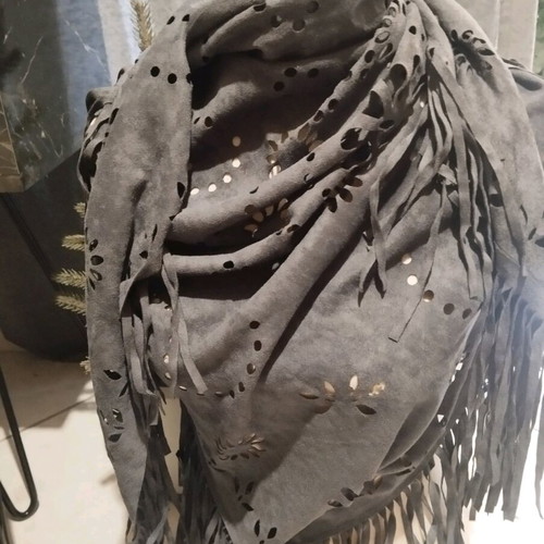Gray women's scarf used, suede type from America