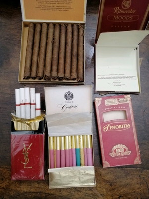 Collectible cigarette and cigar boxes used, pack of 5 pieces