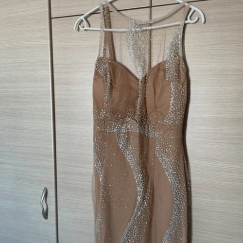 Handmade evening dress by Eirini Makkou, beige, size S/M