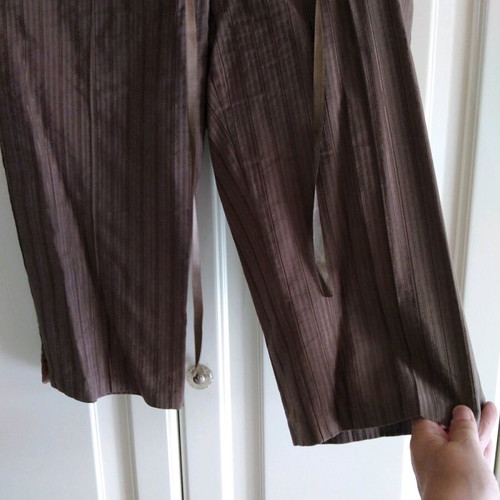 Forel women's capri pants new, size XL, brown with lace trim