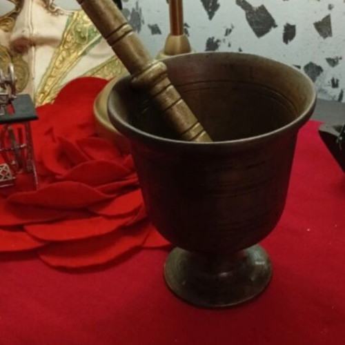Vintage large brass mortar used, heavy