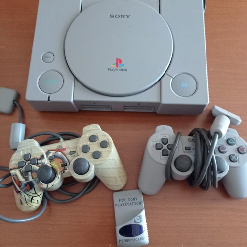 Sony PlayStation 1 SCPH-9002 console used with 2 controllers and memory card
