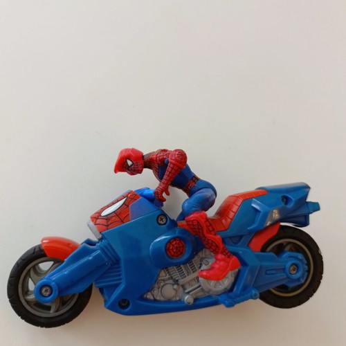 Spider-Man motorcycle toy with figure 2009 used