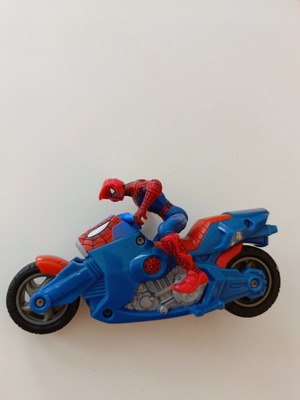 Spider-Man motorcycle toy with figure 2009 used
