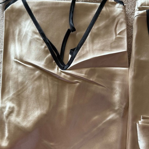 Sleepwear set gold with black detail new robe and nightdress