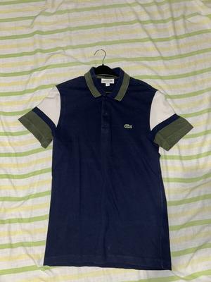 Lacoste polo shirt, size S, white and blue