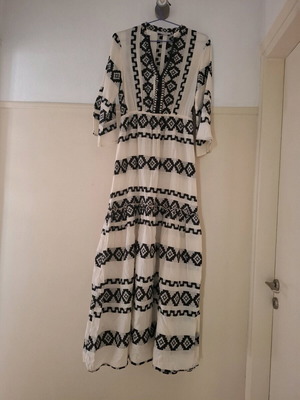 Mystery Design Resort dress new, boho style, long, black and white