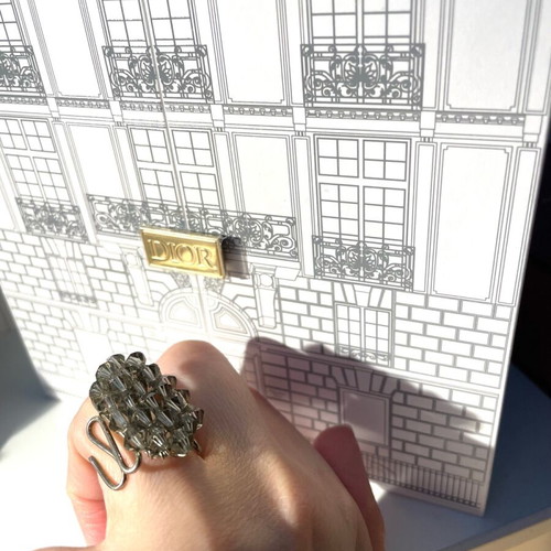 Handmade ring with Swarovski stones like new, gray and silver