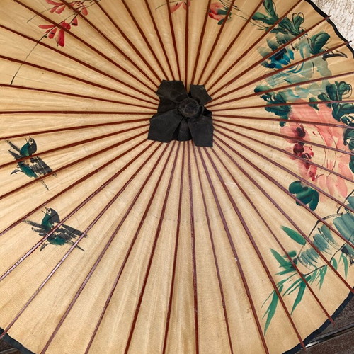 Chinese wooden decorative umbrella used, hand-painted