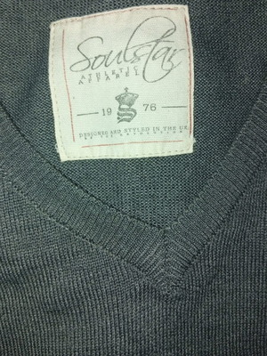 Soul Star men's knitted V-neck sweater gray size L new