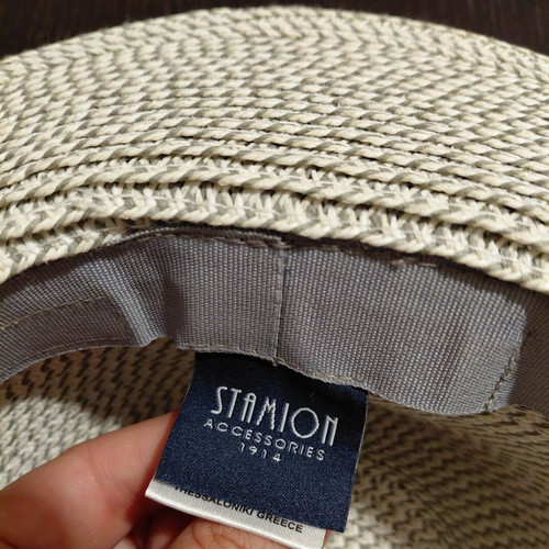 Stamion straw hat, size M, off-white with grey weave
